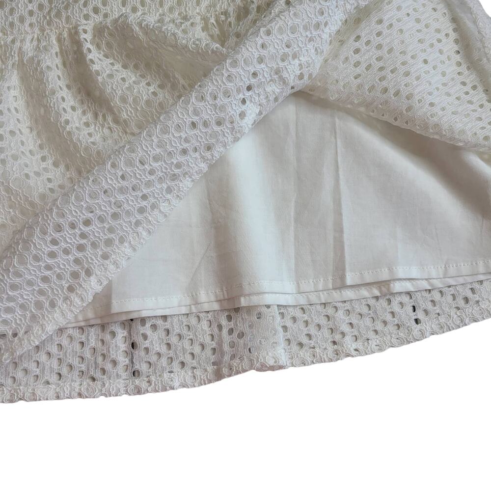 Central Park West Eyelet Dress White Ruffle Hem Cottagecore size L - Picture 5 of 8